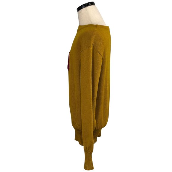 Vintage Iowa State Mustard Yellow Collegiate Sweater 60's Large Distressed Wool - Picture 3 of 13